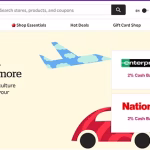 The cover page of the Rakuten website showing how to save money on travel